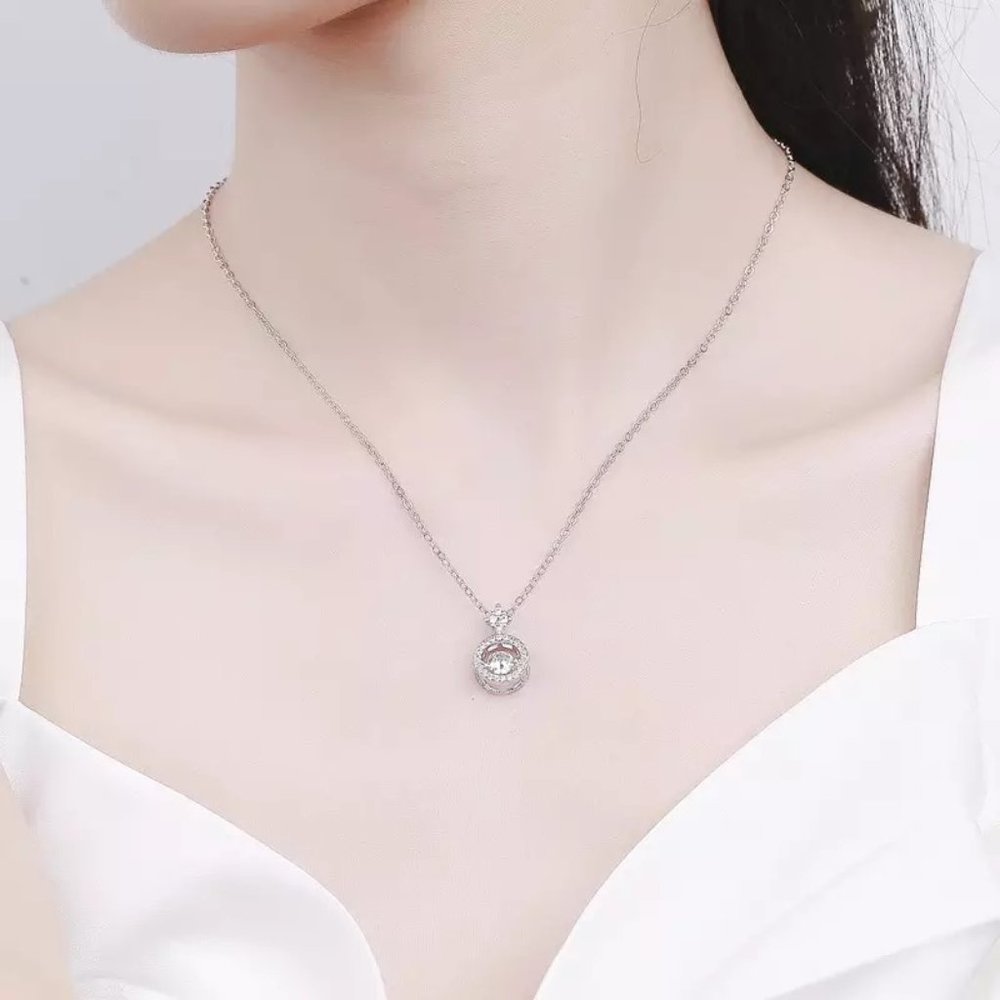 Certified 1/2ct. t.w. Diamond Dancing Necklace 18k White Gold over Italy Silver - Picture 7 of 16